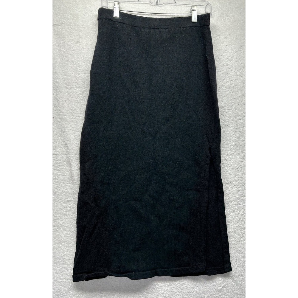 St. John Womens Size 6 Black Wool? Elastic Waist Santana Long Skirt (M9)
